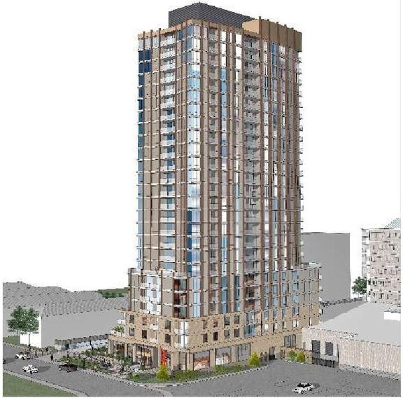 Rendering of building from page 3 of the file '2022-01-13 - Design Brief - D07-12-22-0004'