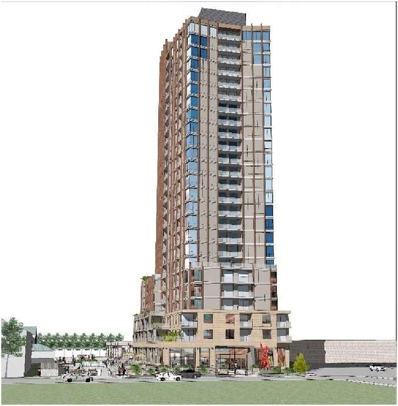 Rendering of building from page 5 of the file '2022-01-13 - Design Brief - D07-12-22-0004'