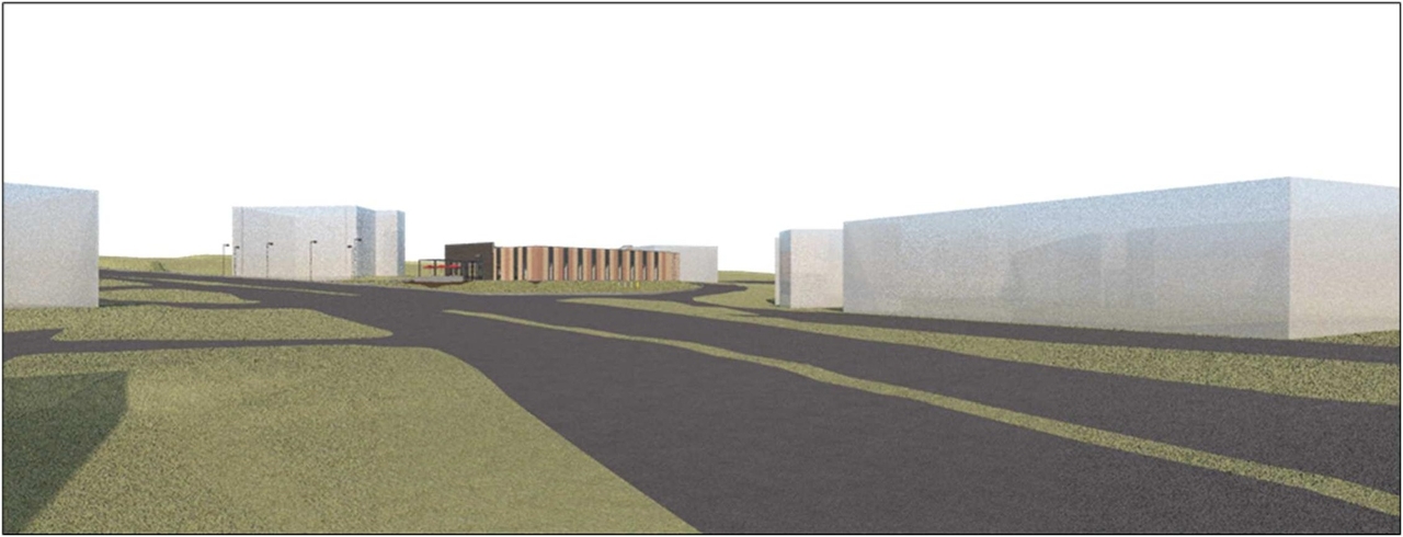 Rendering of building from page 12 of the file '2022-02-02 - Design Brief - D07-12-22-0017'