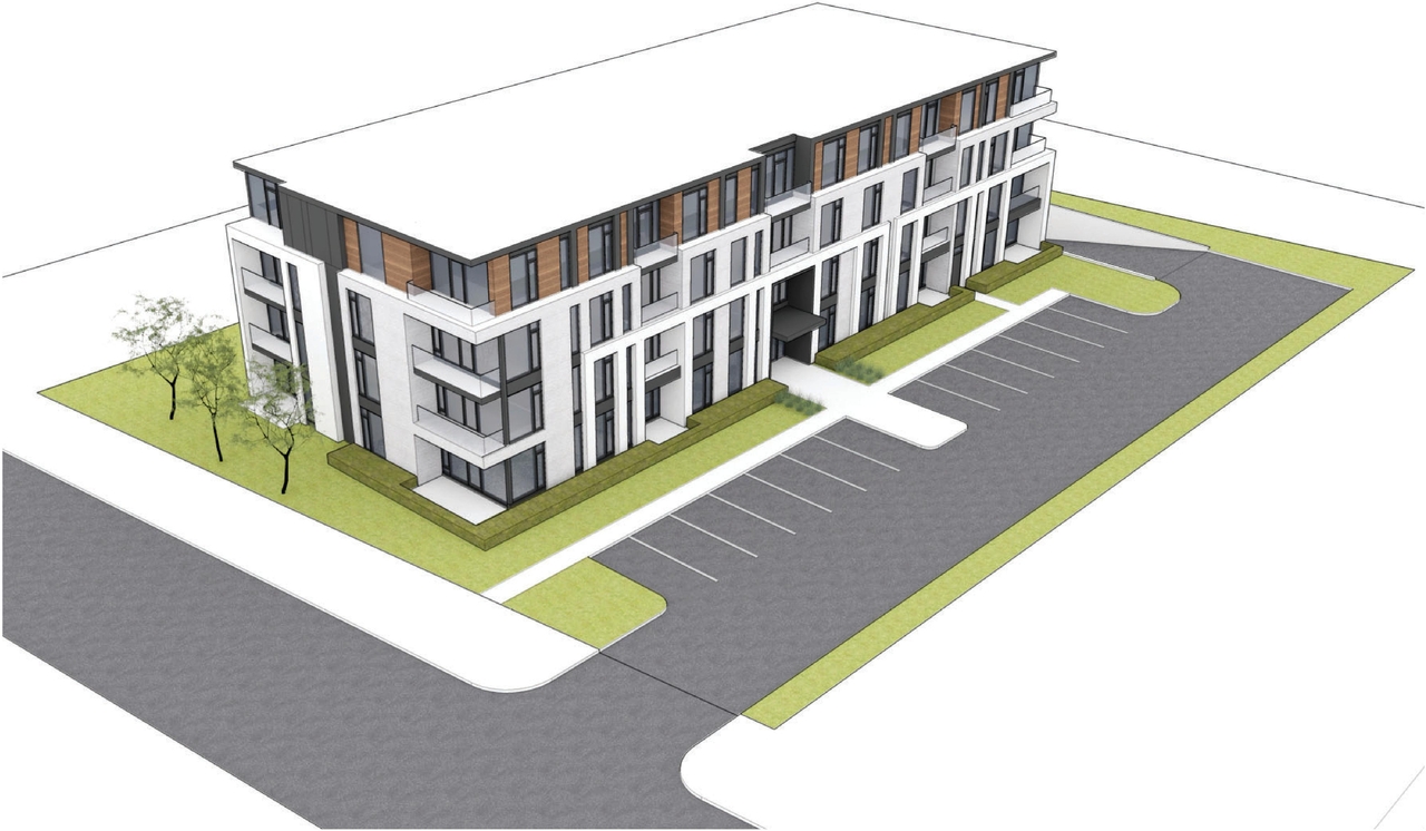 Rendering of building from page 11 of the file '2022-03-28 - Design Brief - D07-12-22-0050'