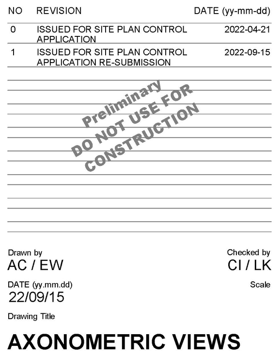 Construction site plan for project from page 1 of the file '2022-10-03 - Axonometric Views - D07-12-22-0071'