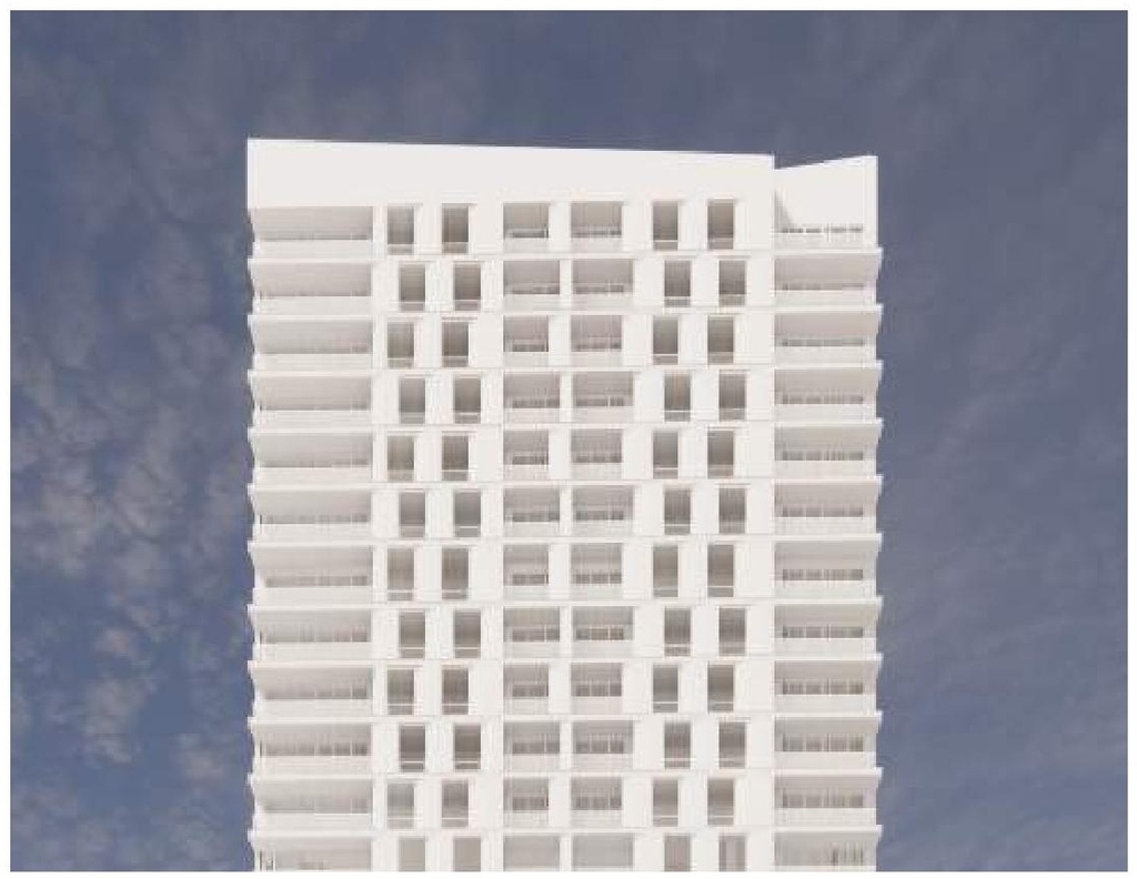 Rendering of building from page 51 of the file '2022-04-27 - Architectural Design Brief - D07-12-22-0071'