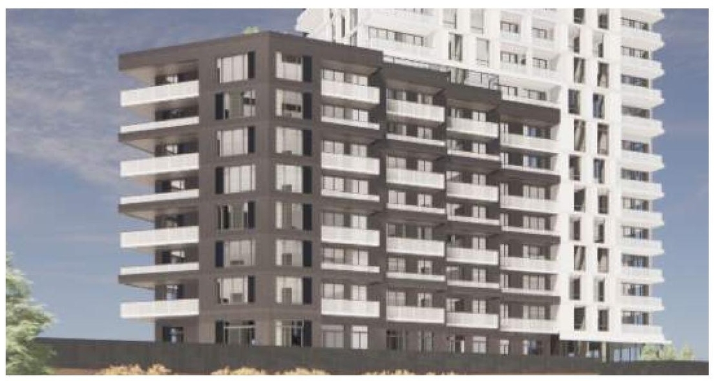 Rendering of building from page 52 of the file '2022-04-27 - Architectural Design Brief - D07-12-22-0071'