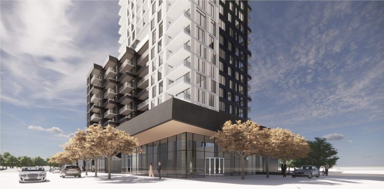 Rendering of building from page 53 of the file '2022-04-27 - Architectural Design Brief - D07-12-22-0071'