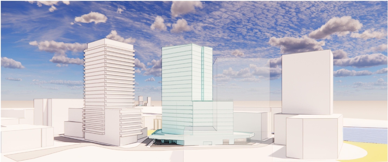Rendering of building from page 16 of the file '2022-06-03 - Urban Design Review Panel Presentation - D07-12-22-0071'