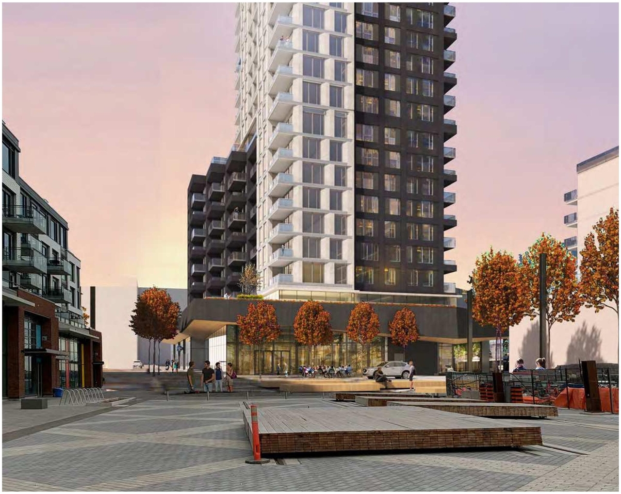 Rendering of building from page 18 of the file '2022-06-03 - Urban Design Review Panel Presentation - D07-12-22-0071'