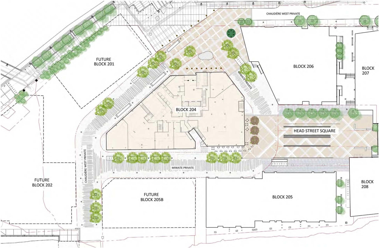 Construction site plan for project from page 23 of the file '2022-06-03 - Urban Design Review Panel Presentation - D07-12-22-0071'