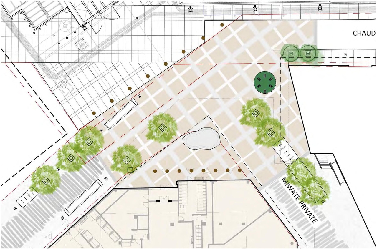 Construction site plan for project from page 24 of the file '2022-06-03 - Urban Design Review Panel Presentation - D07-12-22-0071'