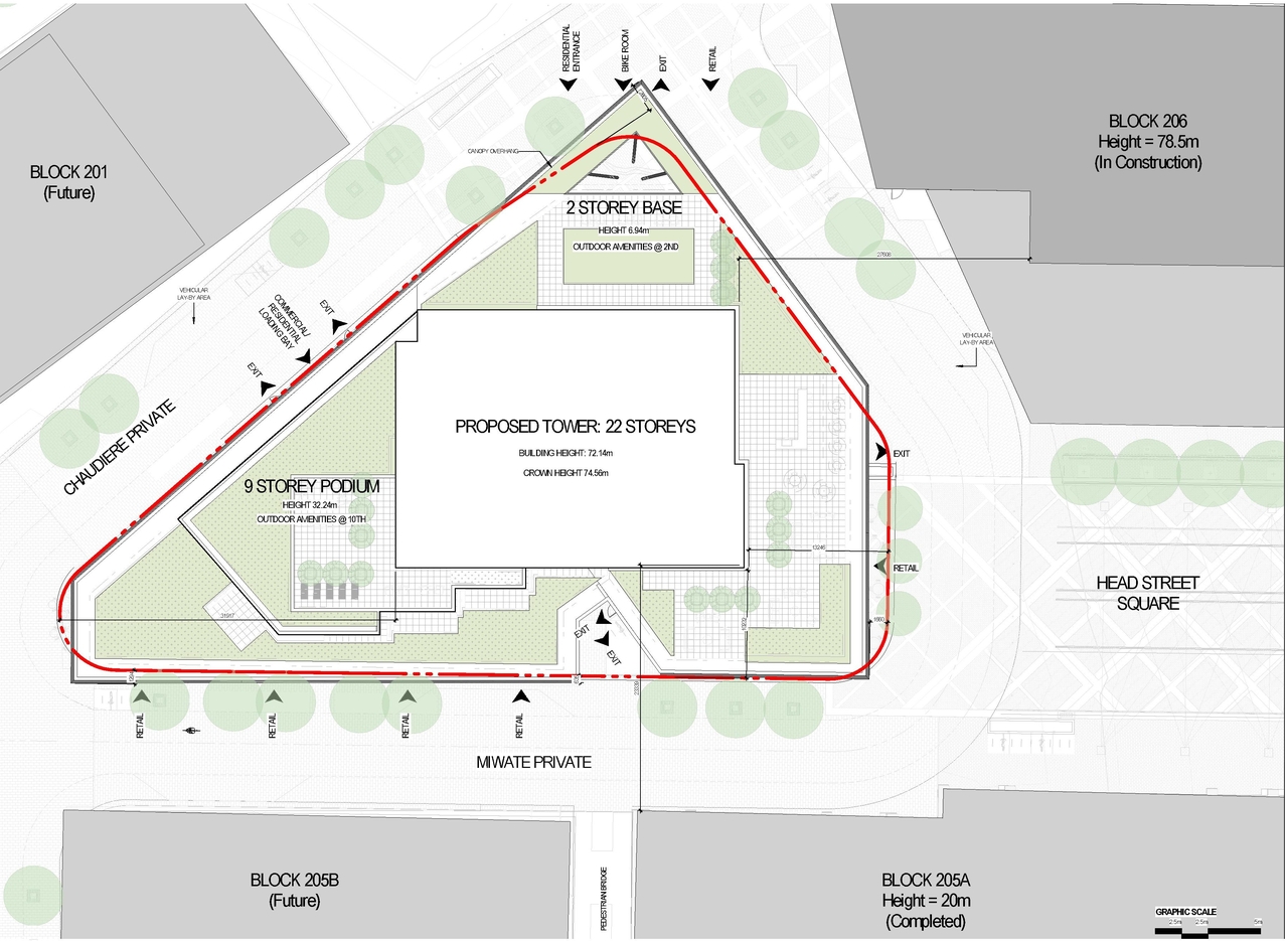 Construction site plan for project from page 28 of the file '2022-06-03 - Urban Design Review Panel Presentation - D07-12-22-0071'