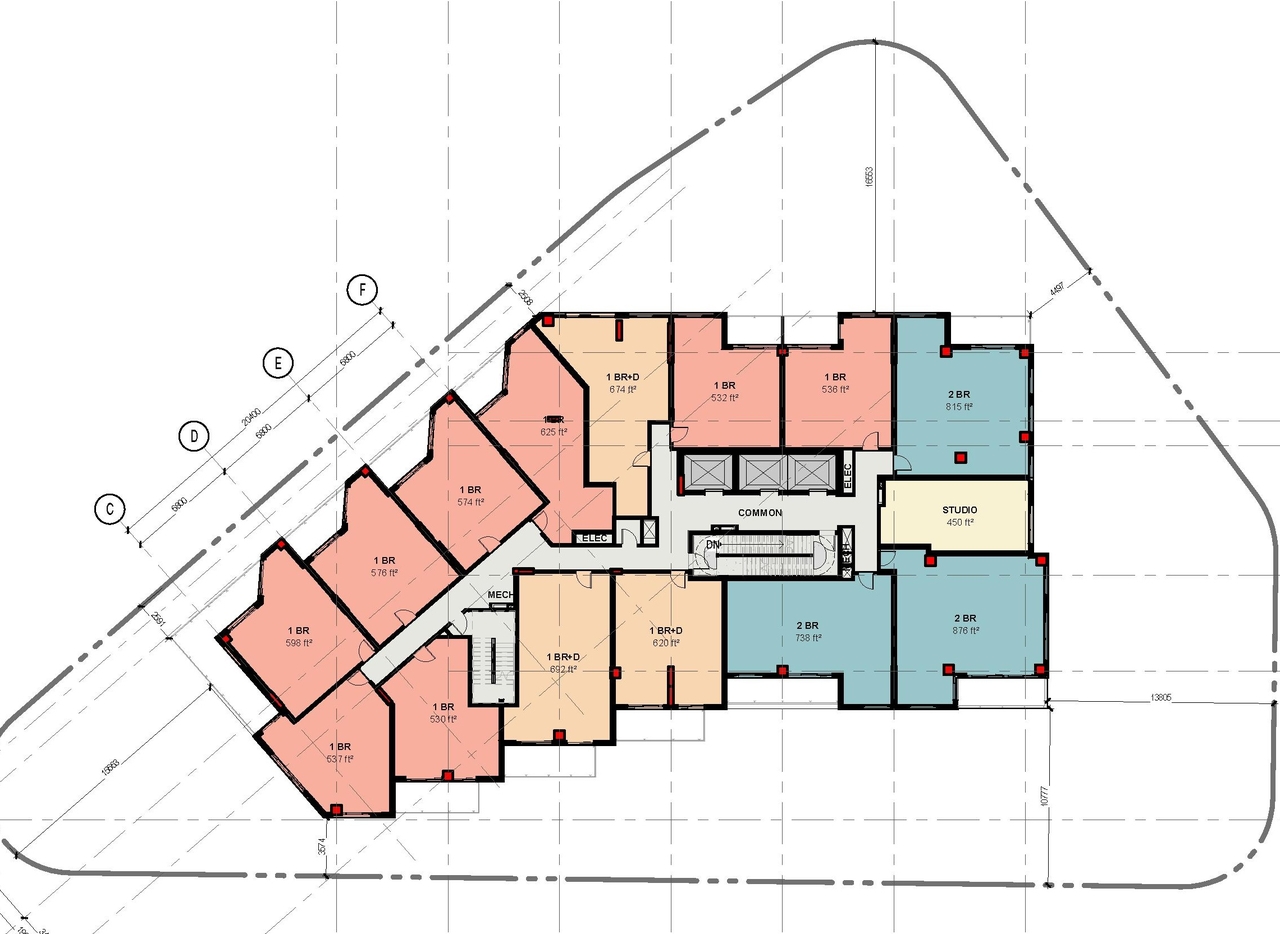 Floor plan for project from page 36 of the file '2022-06-03 - Urban Design Review Panel Presentation - D07-12-22-0071'