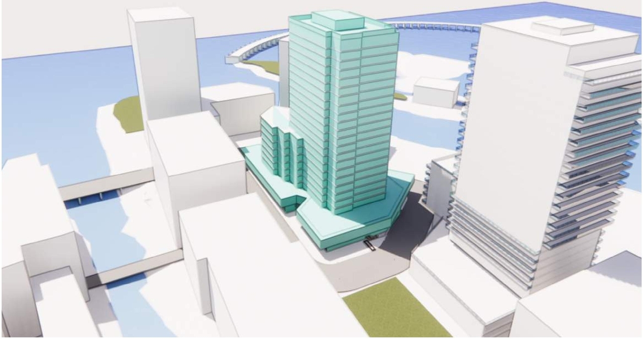 Rendering of building from page 13 of the file '2022-10-03 - Design Brief - D07-12-22-0071'