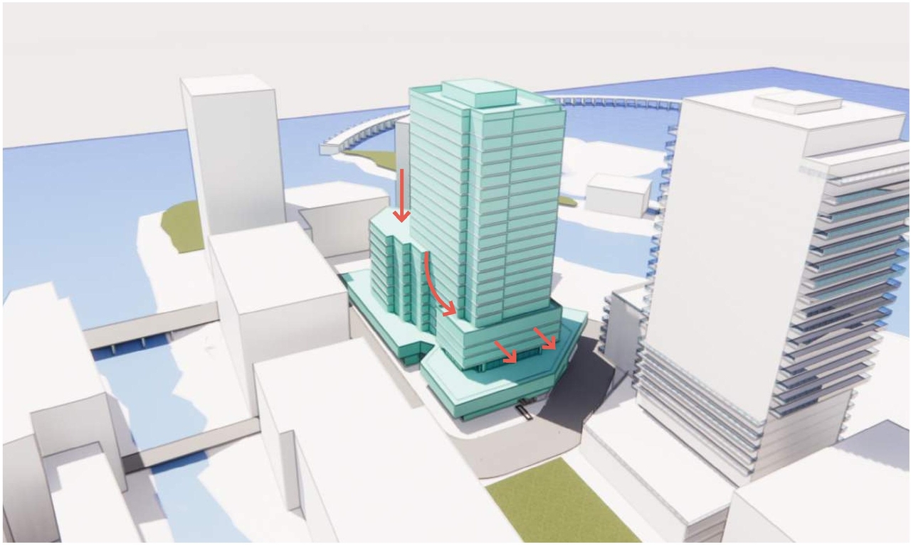 Rendering of building from page 13 of the file '2022-10-03 - Design Brief - D07-12-22-0071'