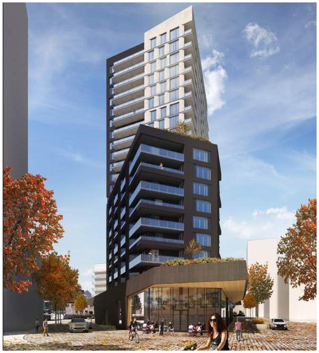 Rendering of building from page 14 of the file '2022-10-03 - Design Brief - D07-12-22-0071'