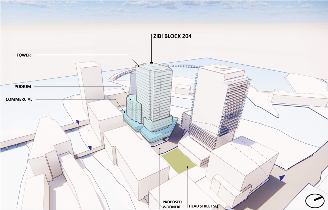 Rendering of building from page 16 of the file '2022-10-03 - Design Brief - D07-12-22-0071'