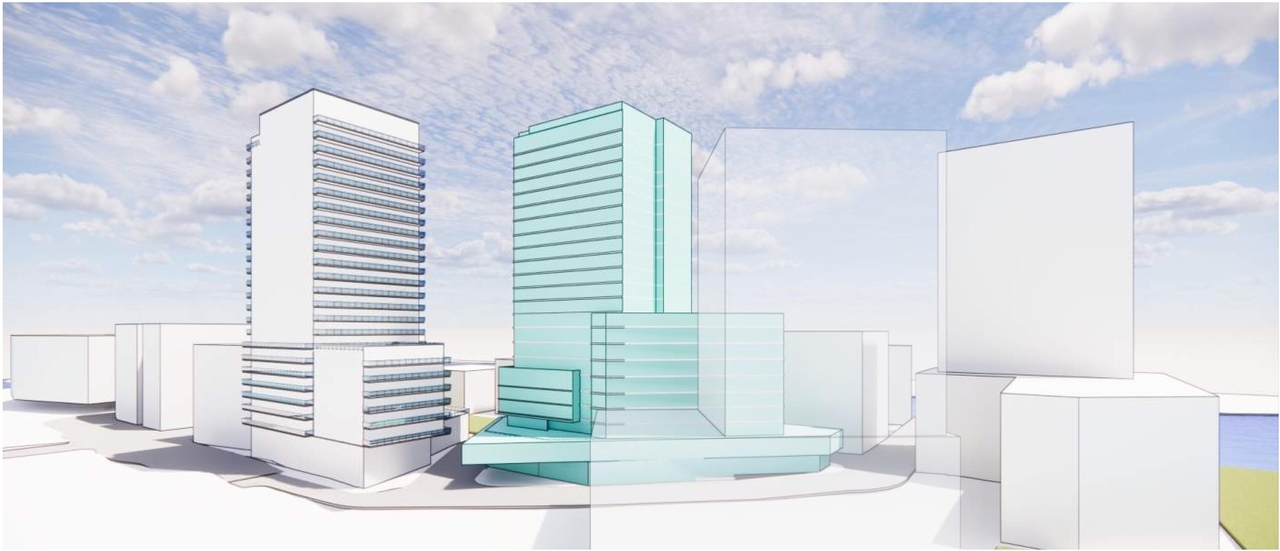 Rendering of building from page 17 of the file '2022-10-03 - Design Brief - D07-12-22-0071'