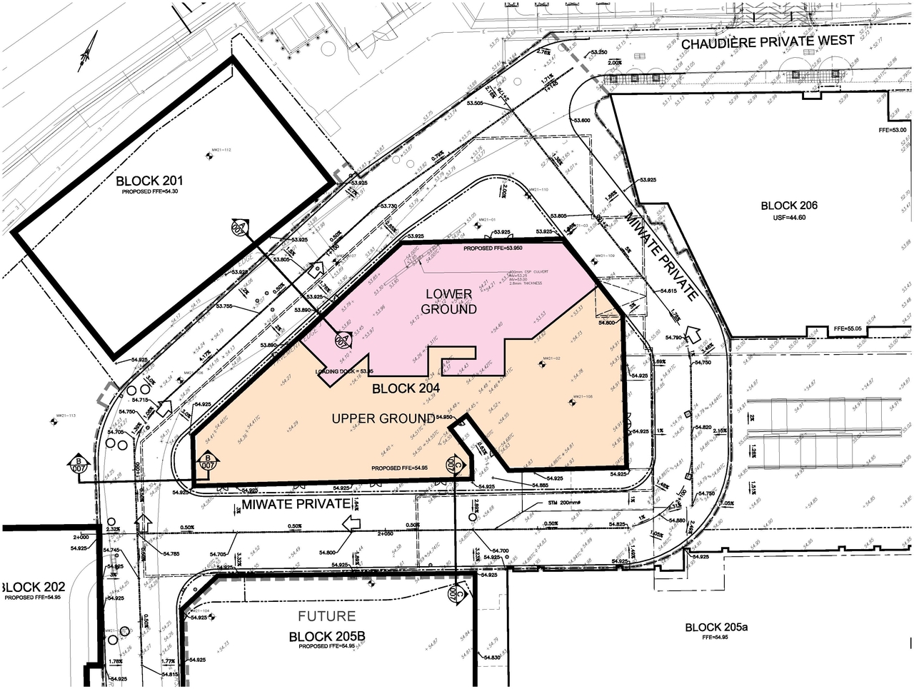 Construction site plan for project from page 21 of the file '2022-10-03 - Design Brief - D07-12-22-0071'