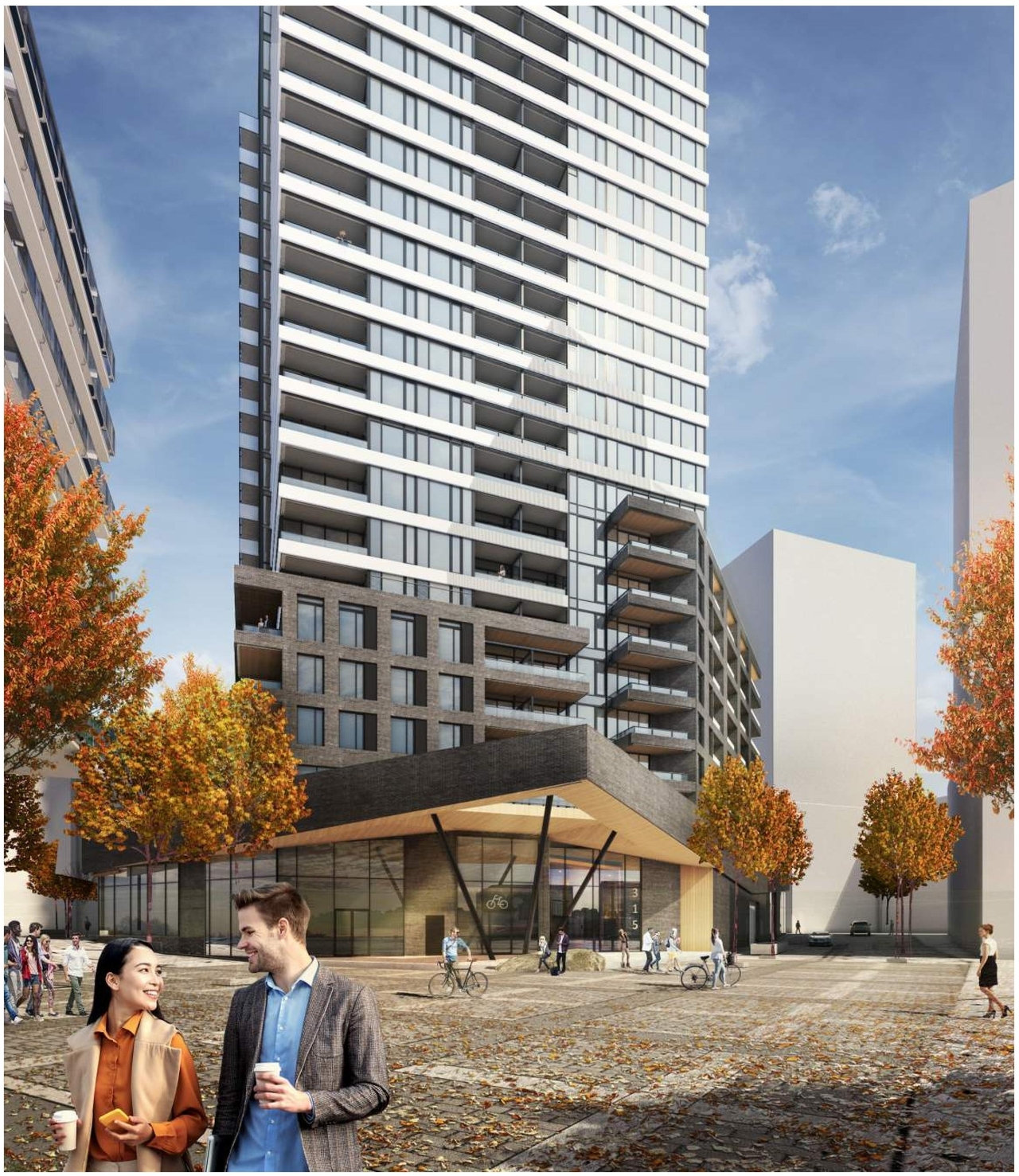 Rendering of building from page 30 of the file '2022-10-03 - Design Brief - D07-12-22-0071'