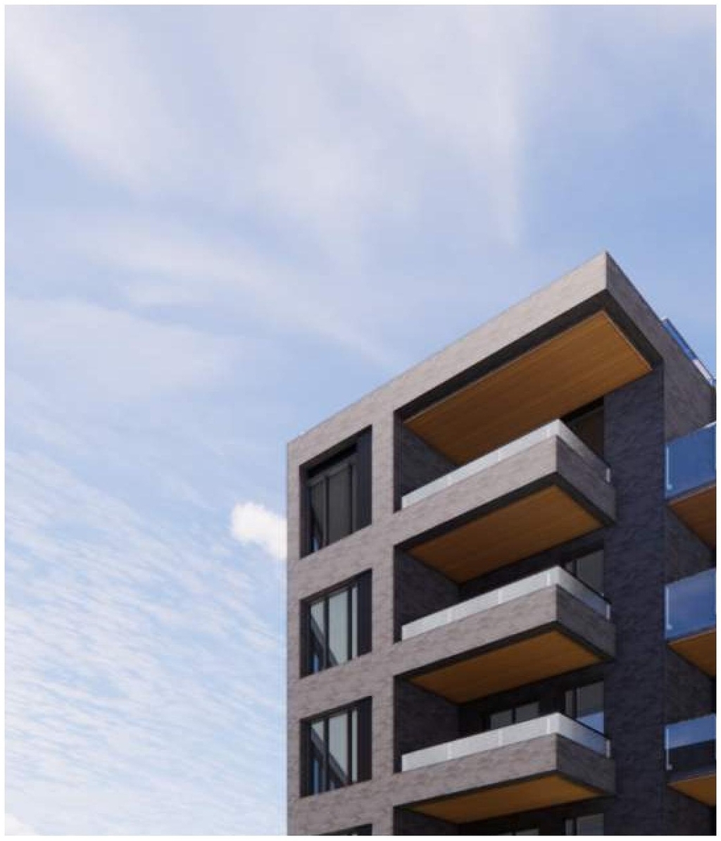 Rendering of building from page 31 of the file '2022-10-03 - Design Brief - D07-12-22-0071'
