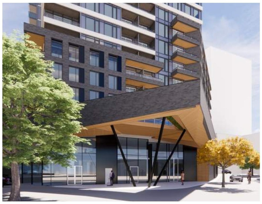 Rendering of building from page 52 of the file '2022-10-03 - Design Brief - D07-12-22-0071'