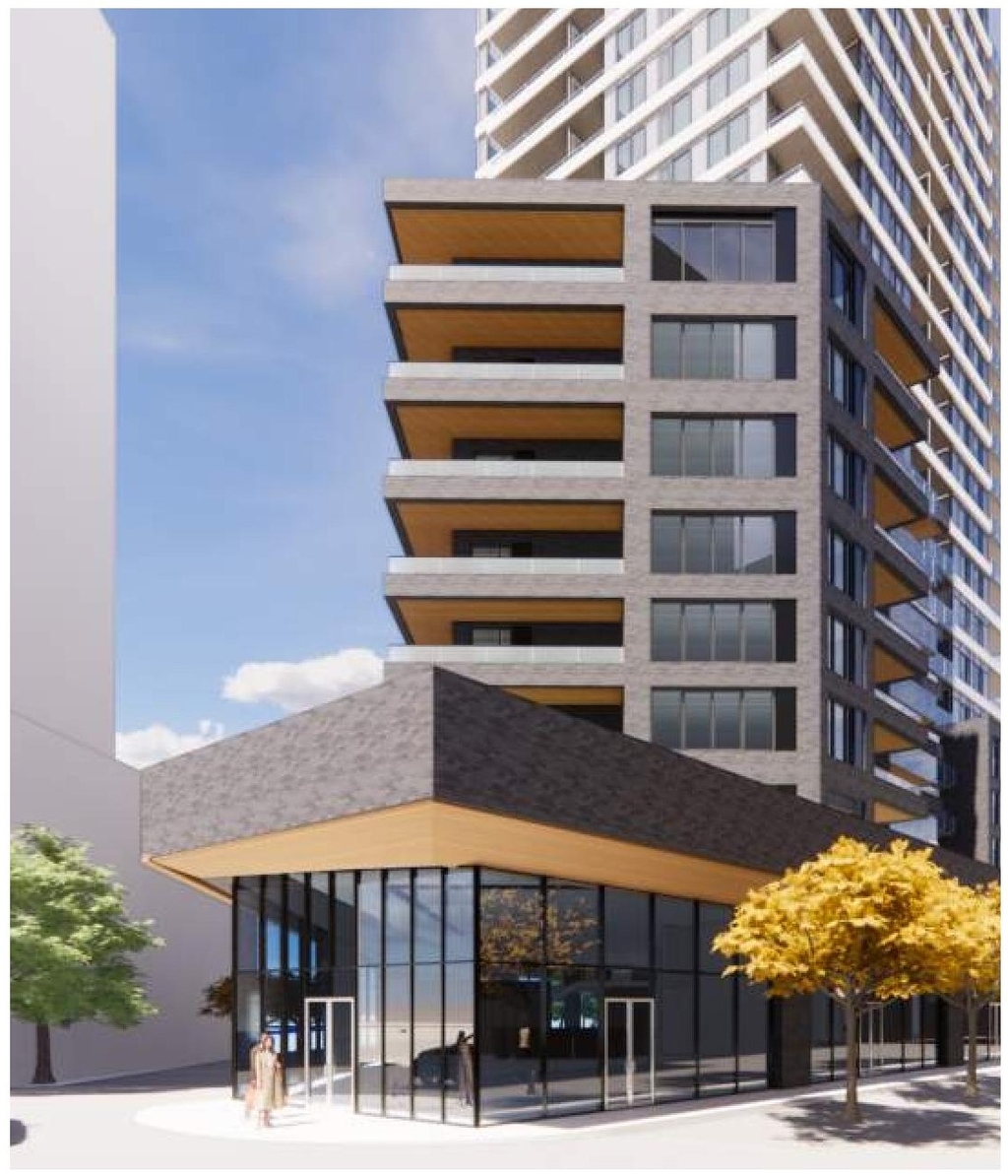 Rendering of building from page 52 of the file '2022-10-03 - Design Brief - D07-12-22-0071'