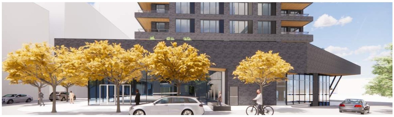 Rendering of building from page 52 of the file '2022-10-03 - Design Brief - D07-12-22-0071'