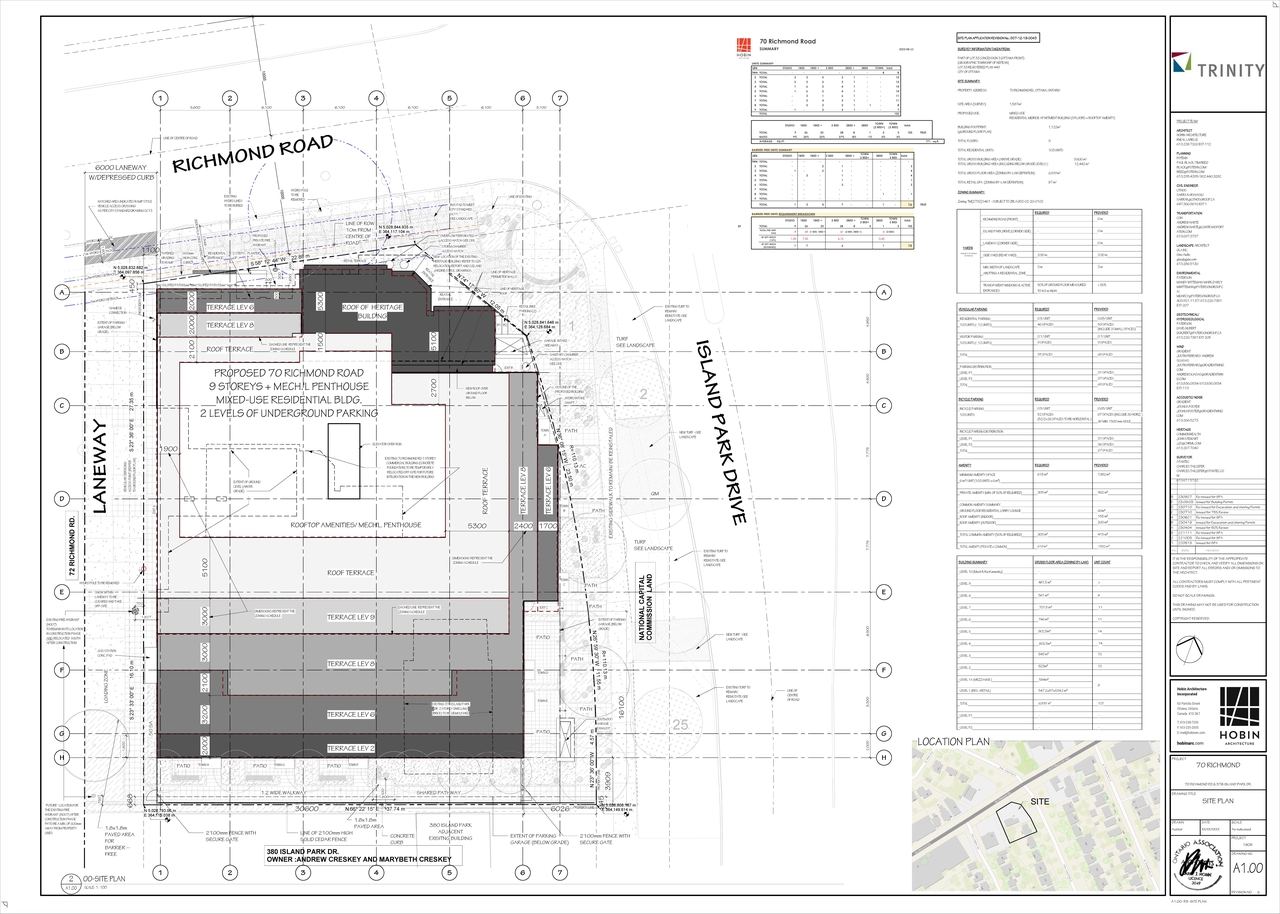 Construction site plan for project from page 1 of the file '2023-10-03 - Site Plan and Floor Plans - D07-12-22-0082'