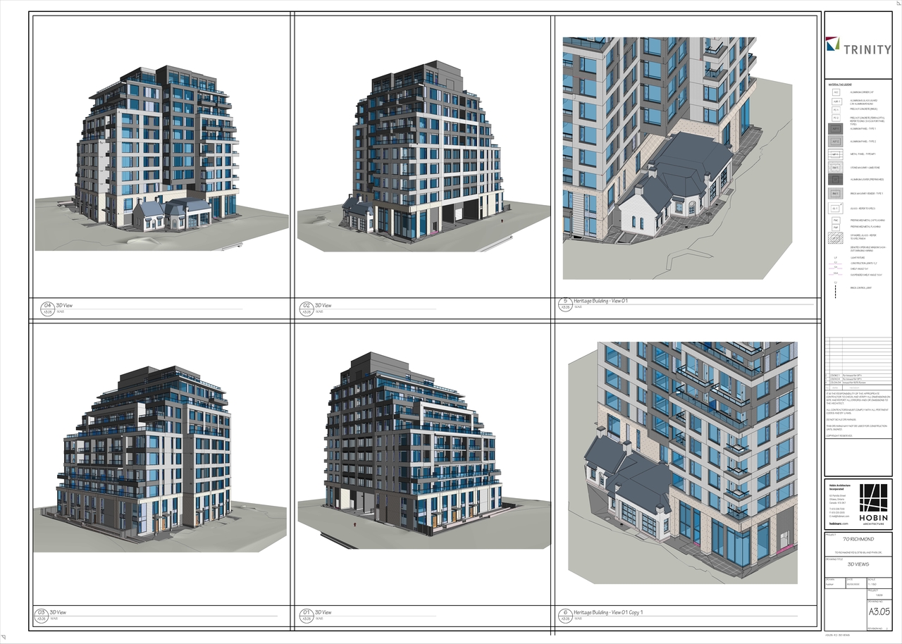 Rendering of building from page 21 of the file '2023-06-28 - Site, Heritage Floor , Elevation Sections, Views Plans - D07-12-22-0082'