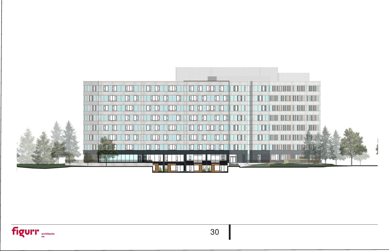 Rendering of building from page 30 of the file '2022-05-24 - UDRP Design Presentation - D07-12-22-0084'