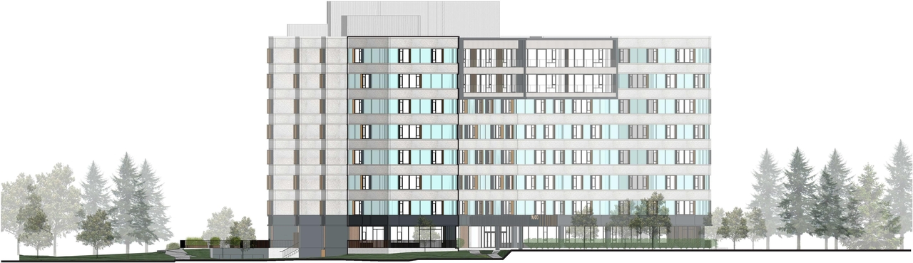 Rendering of building from page 33 of the file '2022-05-24 - UDRP Design Presentation - D07-12-22-0084'