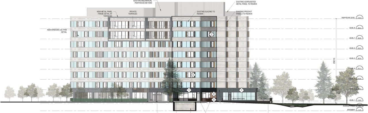 Rendering of building from page 34 of the file '2022-05-24 - UDRP Design Presentation - D07-12-22-0084'