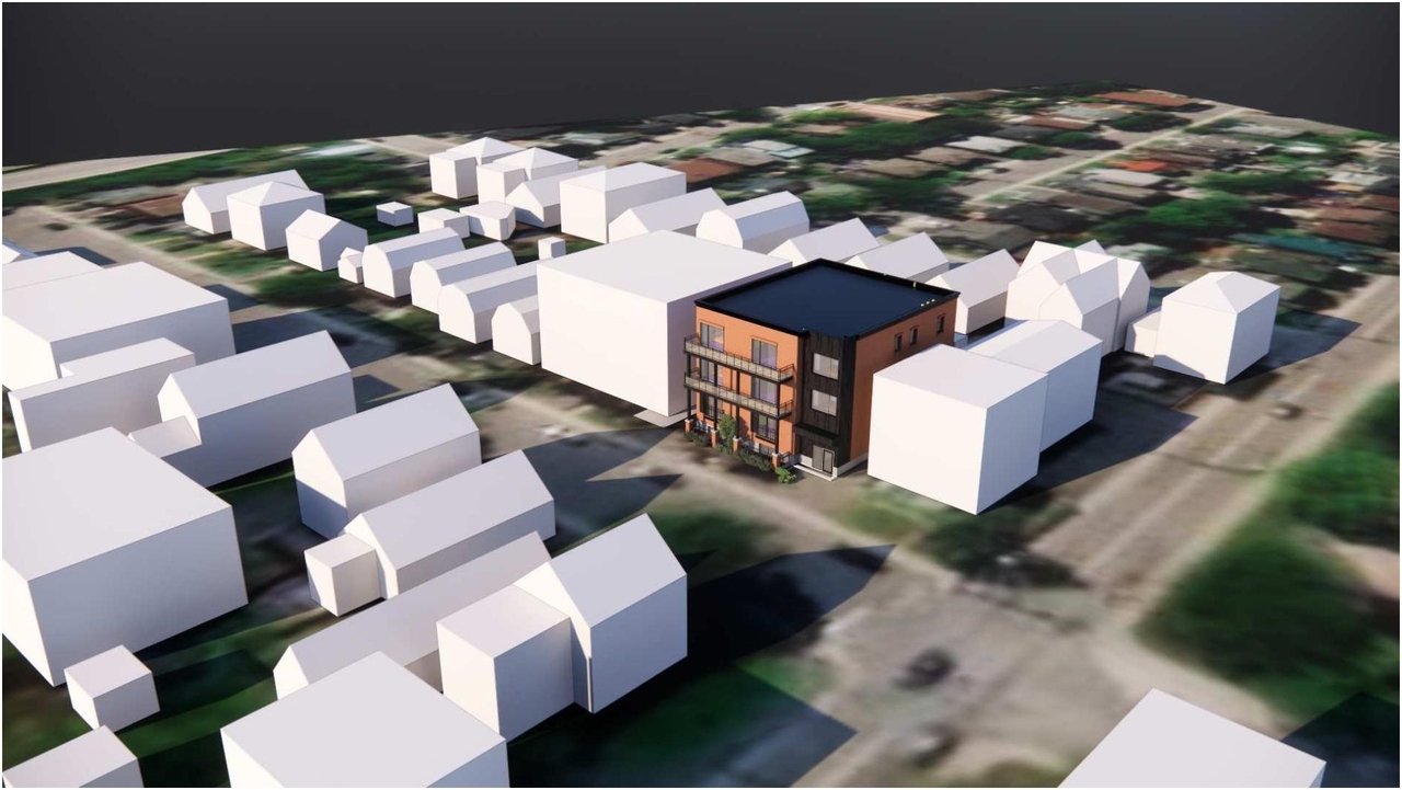 Rendering of building from page 10 of the file '2022-06-03 - Design Brief - D07-12-22-0094'