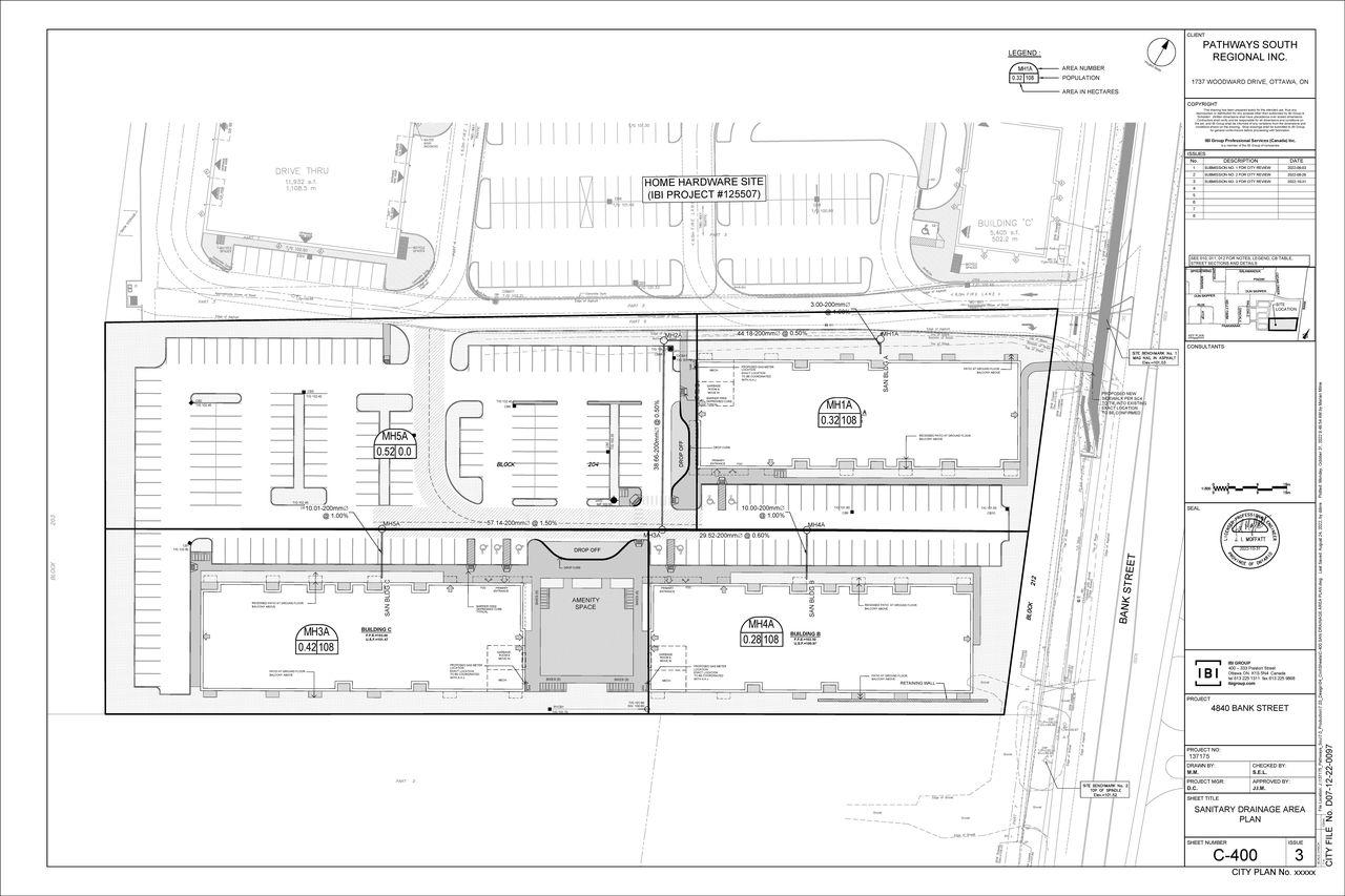 Construction site plan for project from page 64 of the file '2022-11-03 - Design Brief - D07-12-22-0097'
