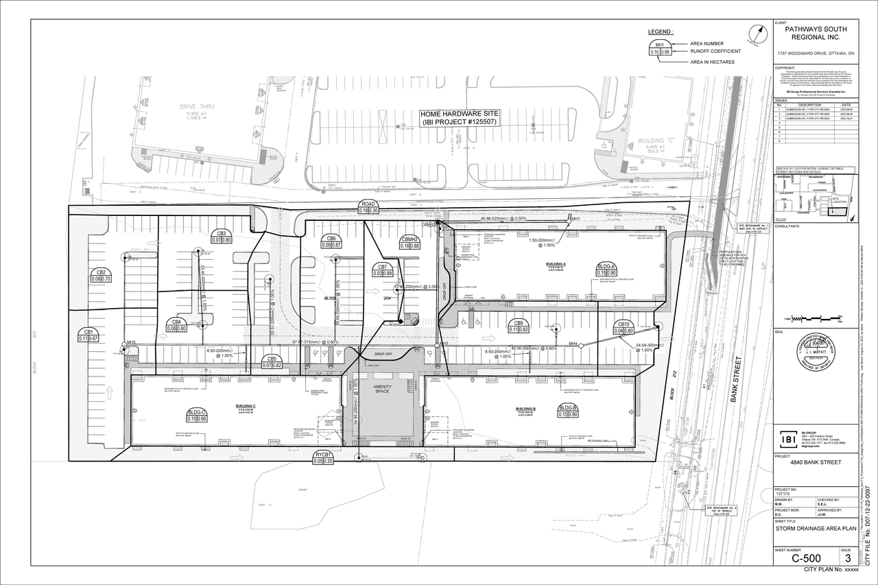 Construction site plan for project from page 69 of the file '2022-11-03 - Design Brief - D07-12-22-0097'