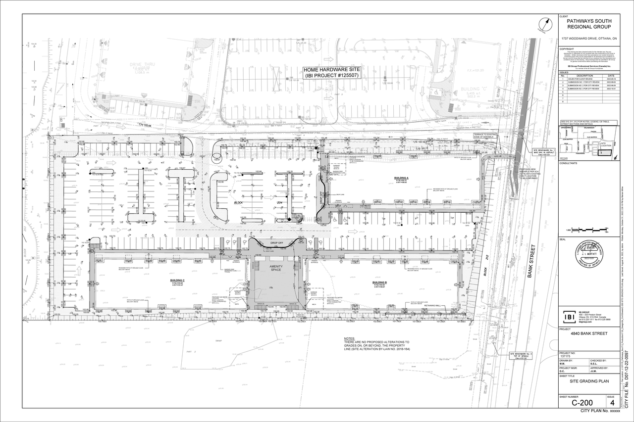 Construction site plan for project from page 104 of the file '2022-11-03 - Design Brief - D07-12-22-0097'