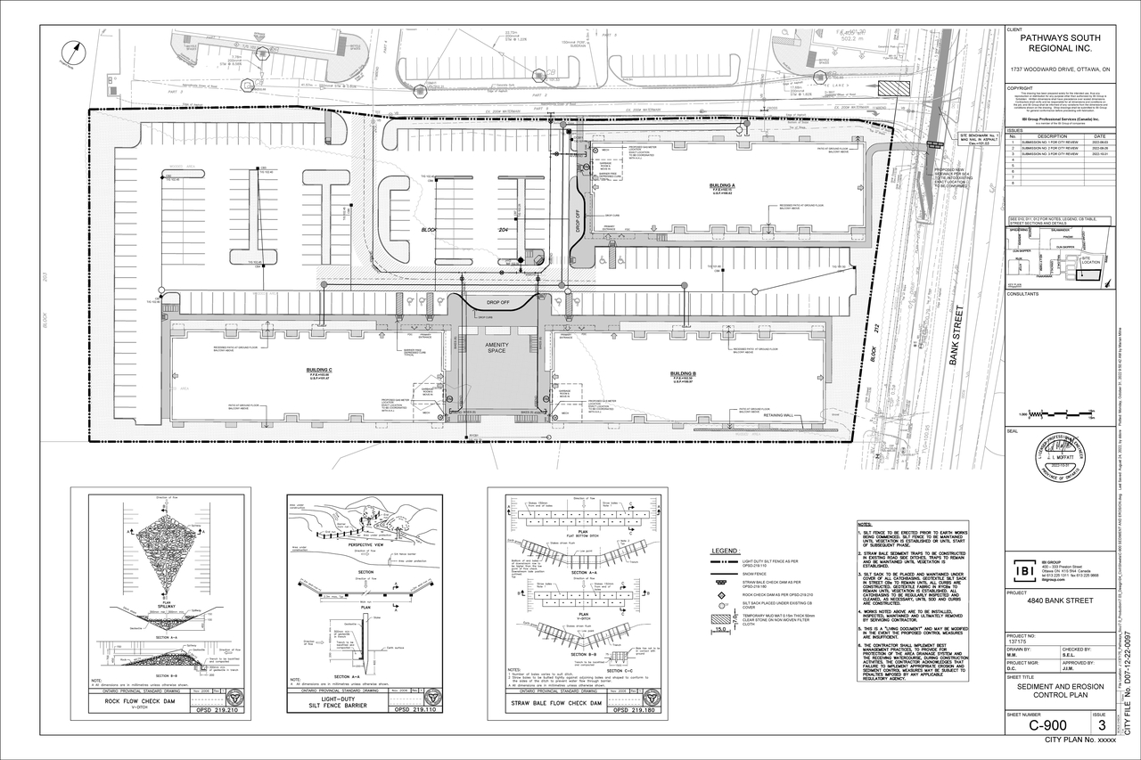Construction site plan for project from page 106 of the file '2022-11-03 - Design Brief - D07-12-22-0097'
