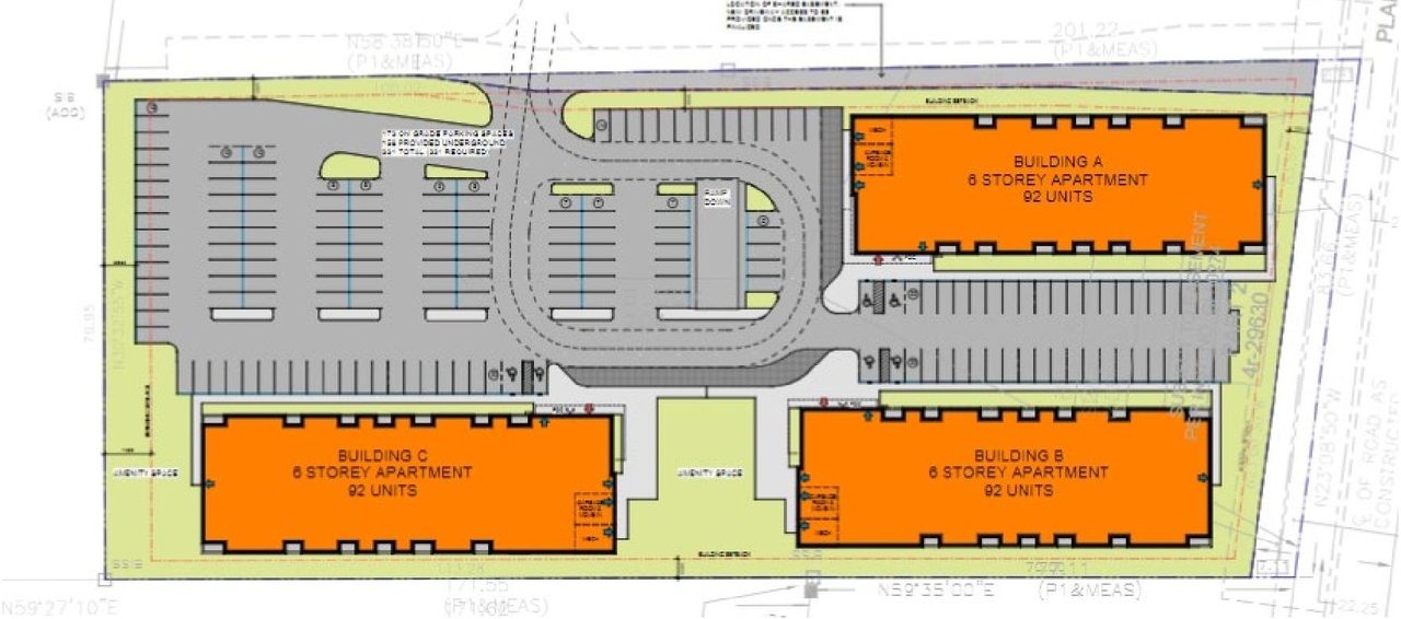 Construction site plan for project from page 107 of the file '2022-11-03 - Design Brief - D07-12-22-0097'