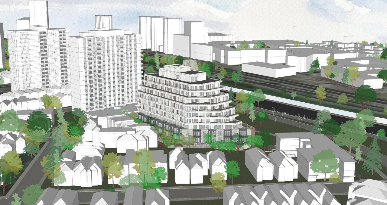 Rendering of building from page 4 of the file '2023-01-20 - Design Views - D07-12-22-0100'