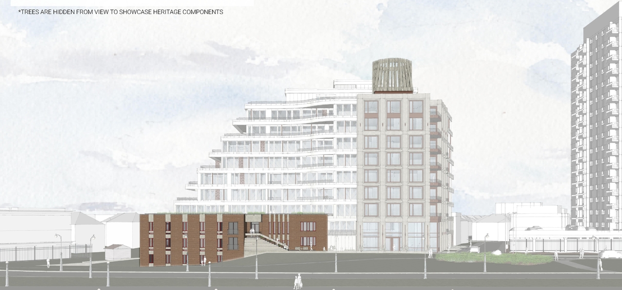 Rendering of building from page 21 of the file '2023-01-20 - Design Views - D07-12-22-0100'