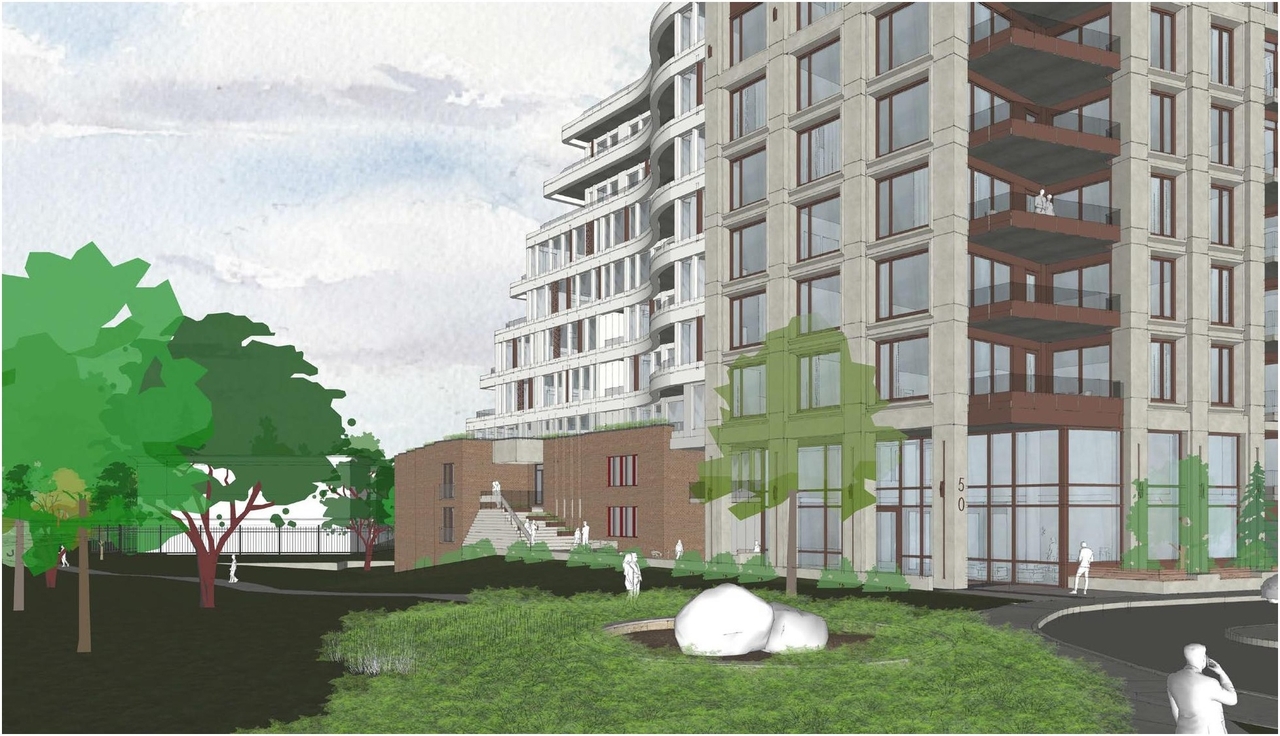 Rendering of building from page 32 of the file '2023-01-20 - Design Brief - D07-12-22-0100'