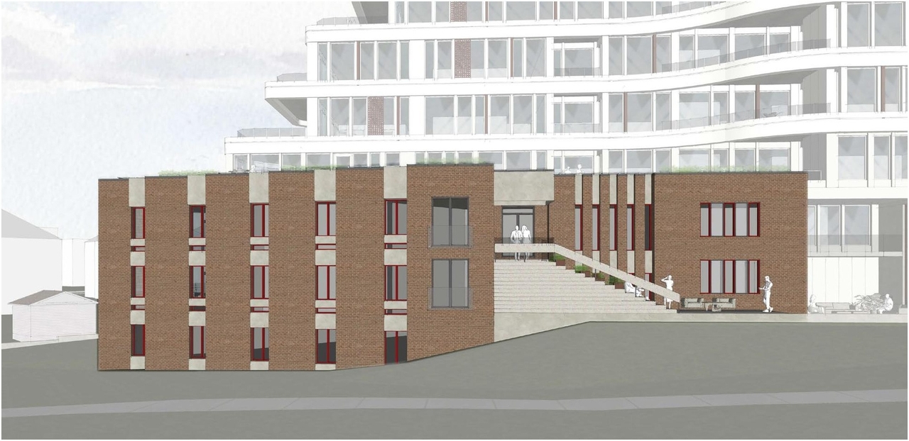 Rendering of building from page 40 of the file '2023-01-20 - Design Brief - D07-12-22-0100'