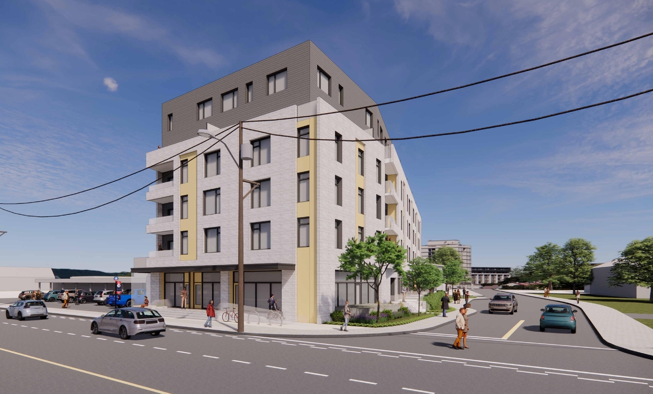 Rendering of building from page 1 of the file '2023-11-14 - Perspective Views - D07-12-22-0102'