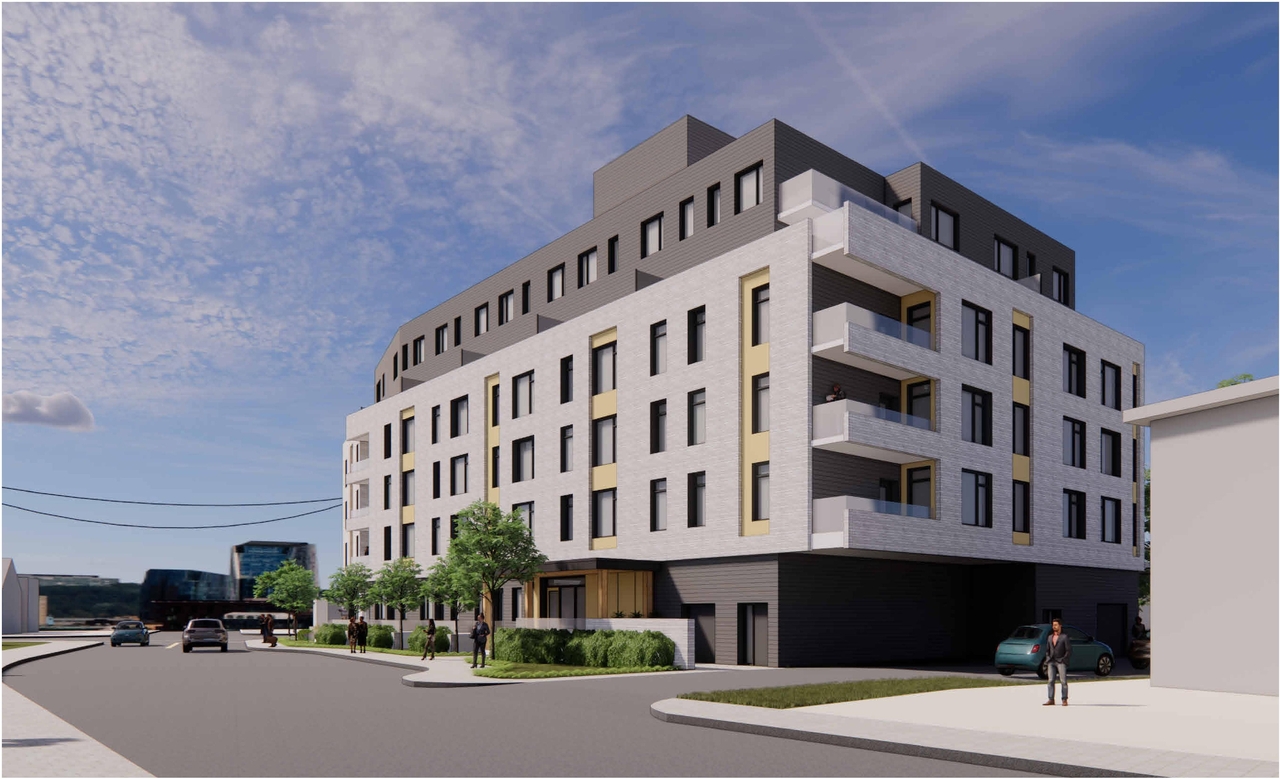 Rendering of building from page 2 of the file '2023-11-14 - Perspective Views - D07-12-22-0102'