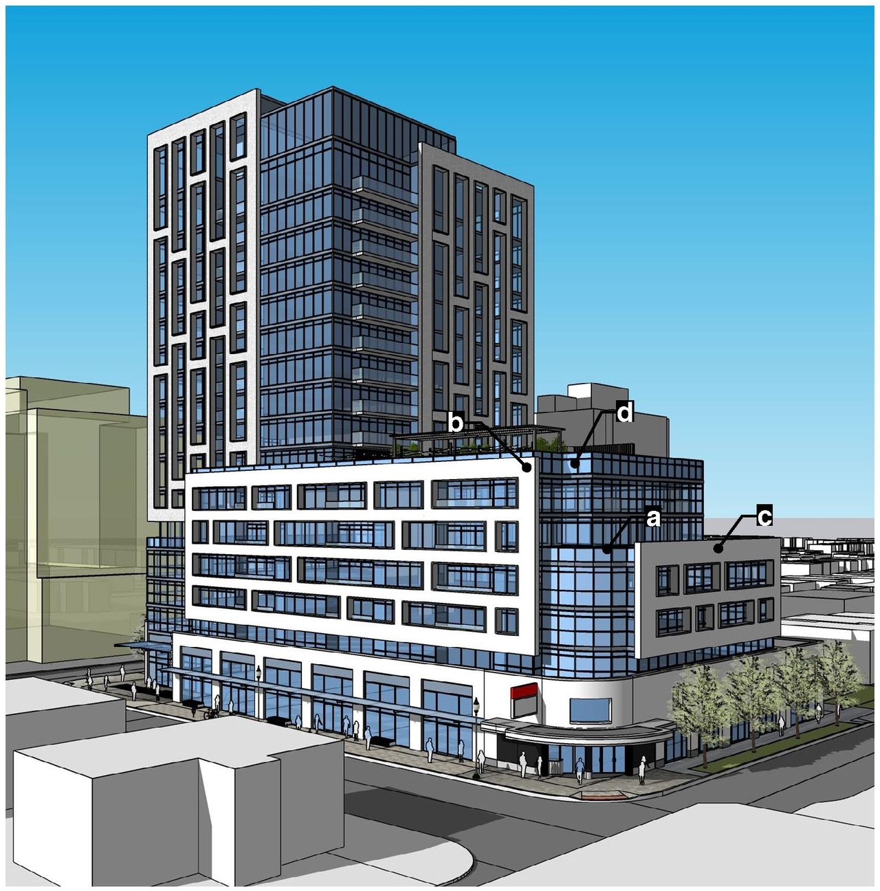 Rendering of building from page 9 of the file '2022-12-14 - Design Brief - D07-12-22-0105'