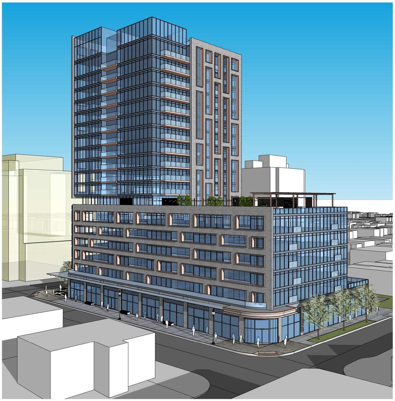 Rendering of building from page 9 of the file '2022-12-14 - Design Brief - D07-12-22-0105'