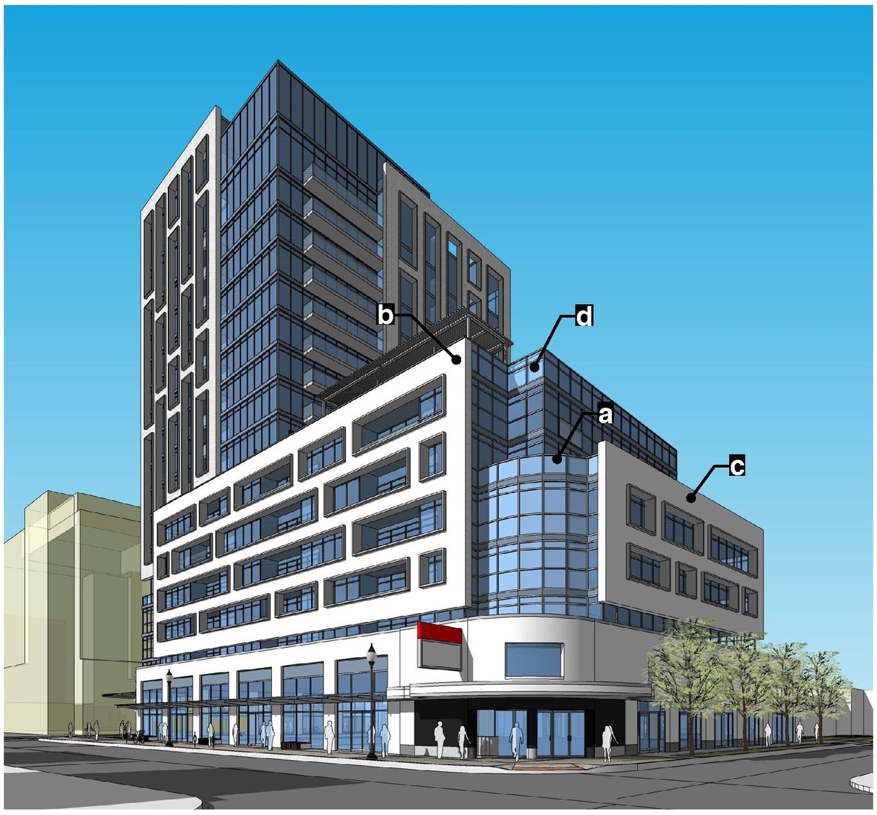 Rendering of building from page 10 of the file '2022-12-14 - Design Brief - D07-12-22-0105'