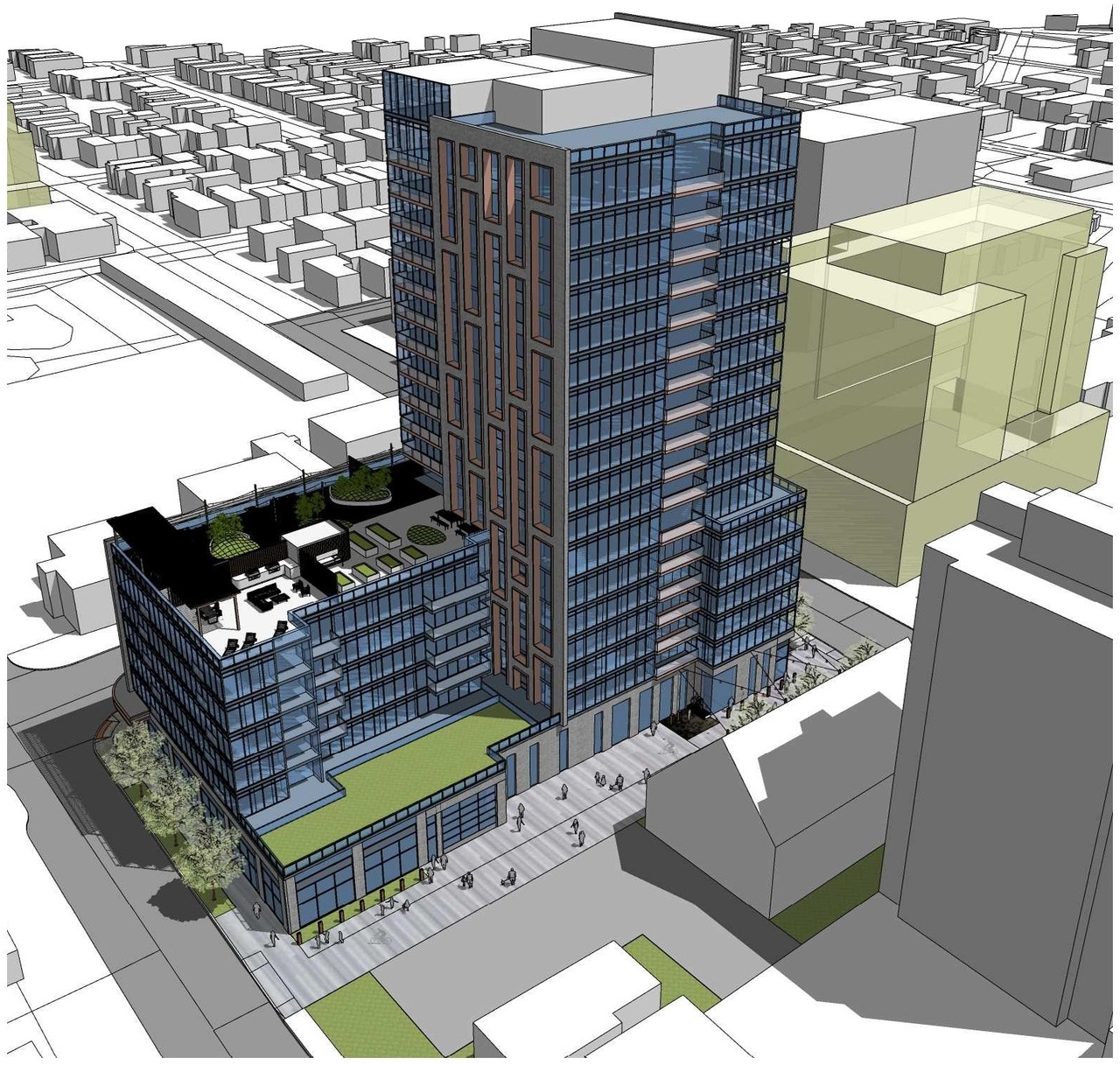 Rendering of building from page 11 of the file '2022-12-14 - Design Brief - D07-12-22-0105'