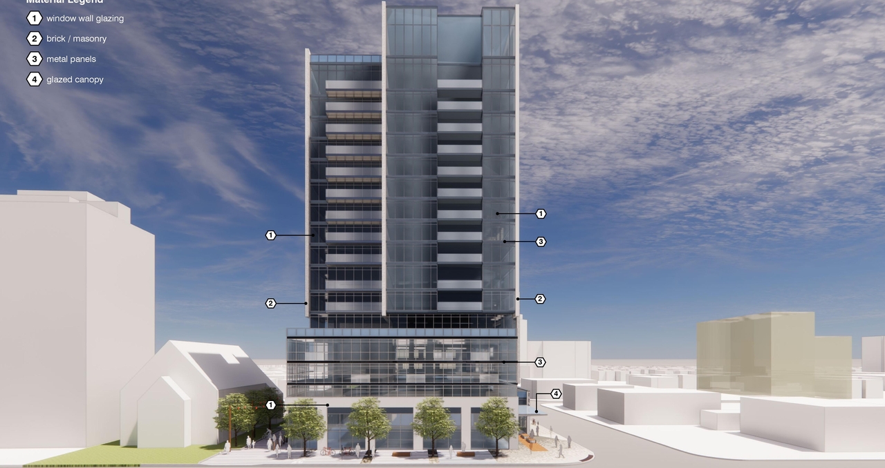 Rendering of building from page 15 of the file '2022-12-14 - Design Brief - D07-12-22-0105'
