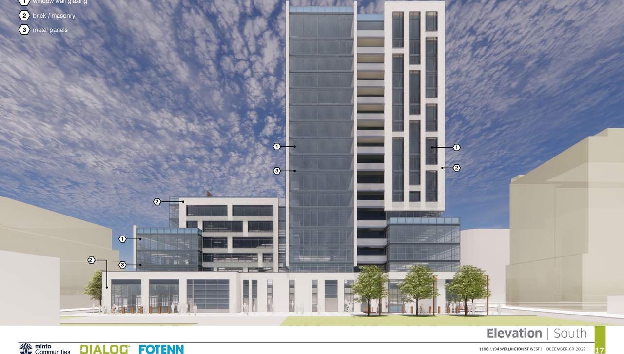 Rendering of building from page 17 of the file '2022-12-14 - Design Brief - D07-12-22-0105'