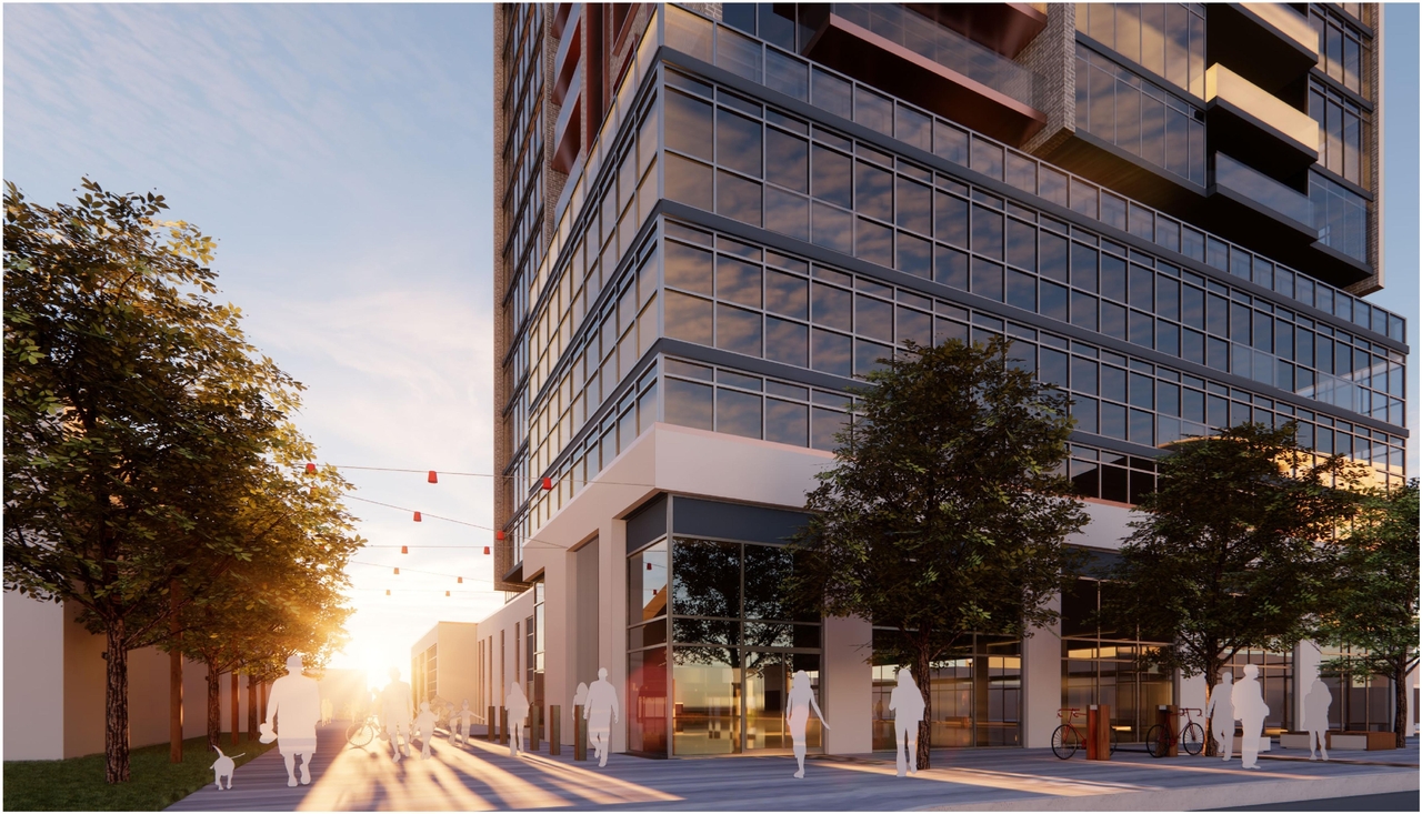 Rendering of building from page 22 of the file '2022-12-14 - Design Brief - D07-12-22-0105'