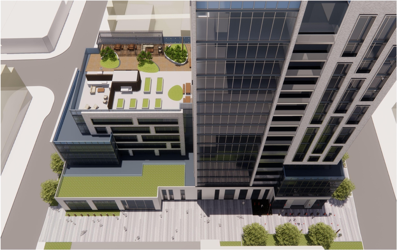 Rendering of building from page 23 of the file '2022-12-14 - Design Brief - D07-12-22-0105'